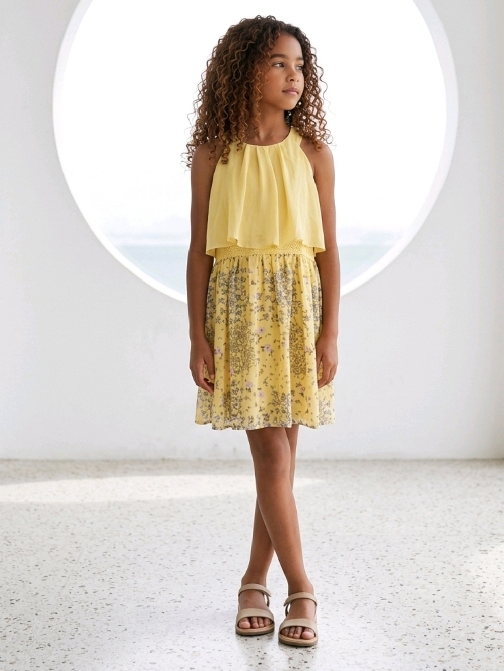 NWT Girl's BY&BY Yellow Floral Dress ~Regular & Plus Size